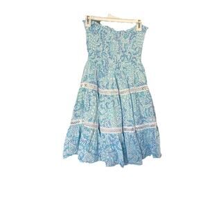 Lilly Pulitzer Strapless Dress, Beautiful Blue Beachy Pattern, Size Medium